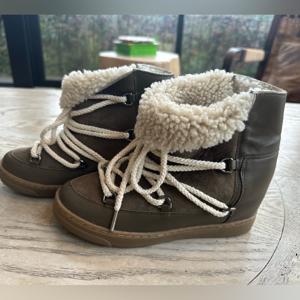 Brand New Unworn Isabel Marant Chocolate Brown Knowles Leather Snow Boots Sz 37